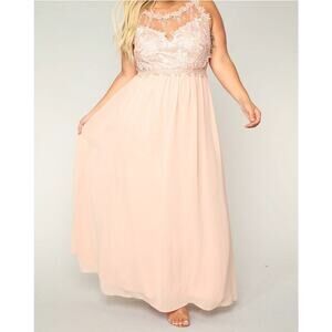 Fashion Nova Peruse Lace Maxi Dress Taupe 2X NWT Formal Gown